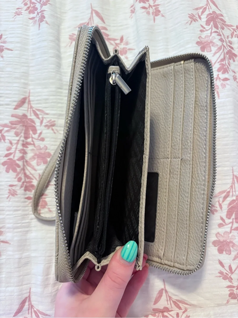 Steve Madden Taupe Quilted Wristlet Clutch